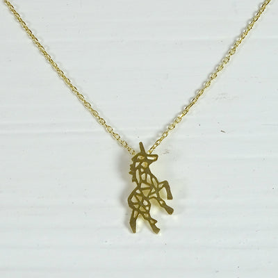 Farren Necklace Origami Unicorn pendant gold