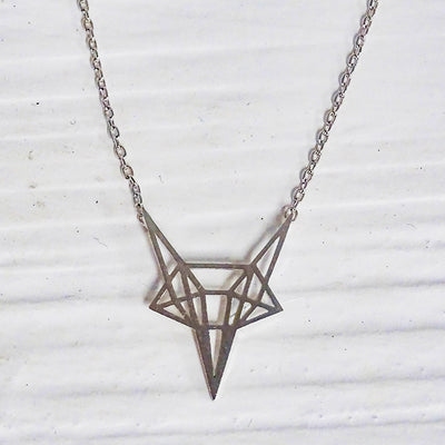 Nimah Necklace Origami Fox pendant silver