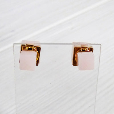 Nalia Earrings Studs rose quartz gold