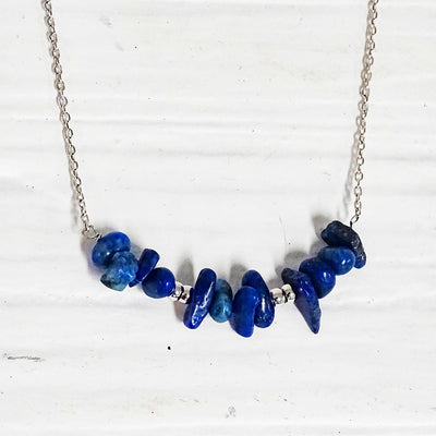 Willa Necklace lapis silver close up