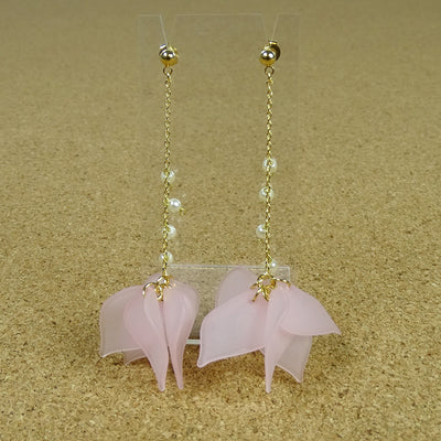 Sadie Earrings Hanging Flower pink gold